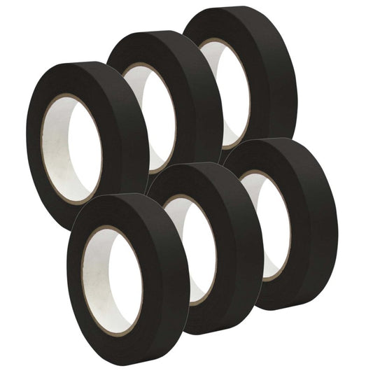 Premium Grade Masking Tape, 1" x 55 yards, Black, 6 Rolls