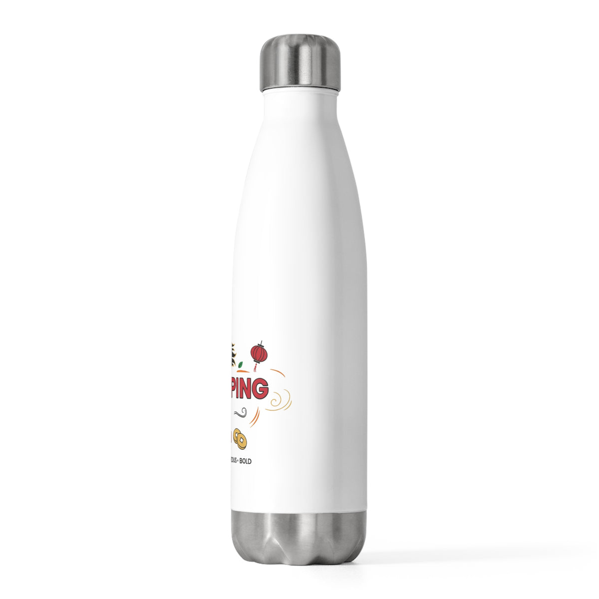 Lucky Ping Fire Horse | 20oz Insulated Tumbler Bottle + Travel Cup | Lunar New Year Gift for Family & Friends | Bold Red Gold
