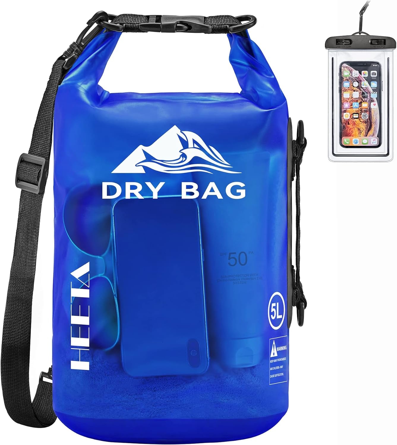 Waterproof Dry Bag for Women Men, 5L/10L/20L/30L/40L Roll Top Lightweight Dry Storage Bag Backpack with Phone Case for Travel, Swimming, Boating, Kayaking, Camping and Beach