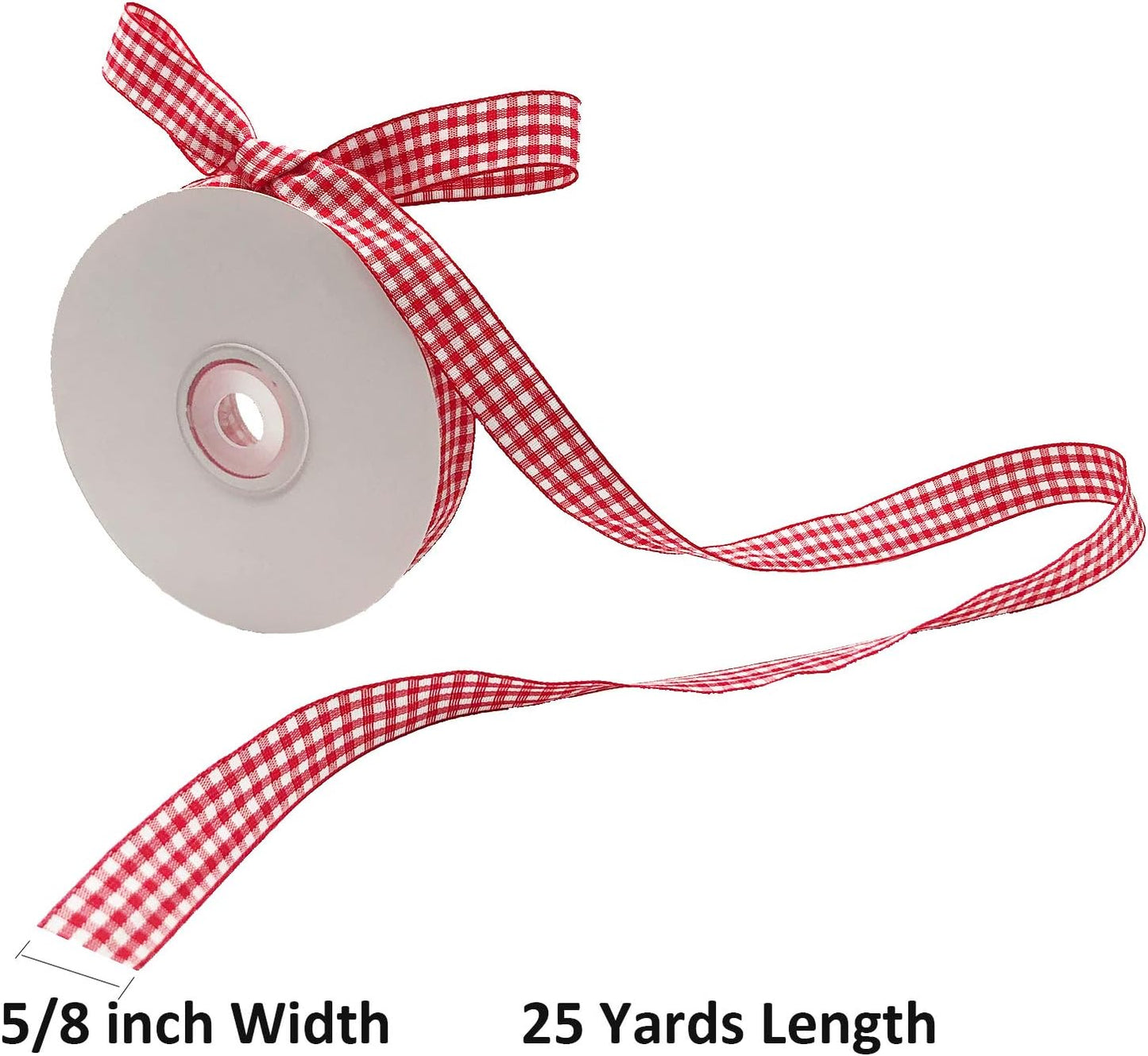 2 PACK 50 Yards 5/8" Black and White Gingham Ribbon + Red and White Buffalo Check Ribbon, Party Craft Decoration Ribbon, 5/8 Inch Polyester Woven Edge Roll for Hair Accessories Craft and Gift Wrapping