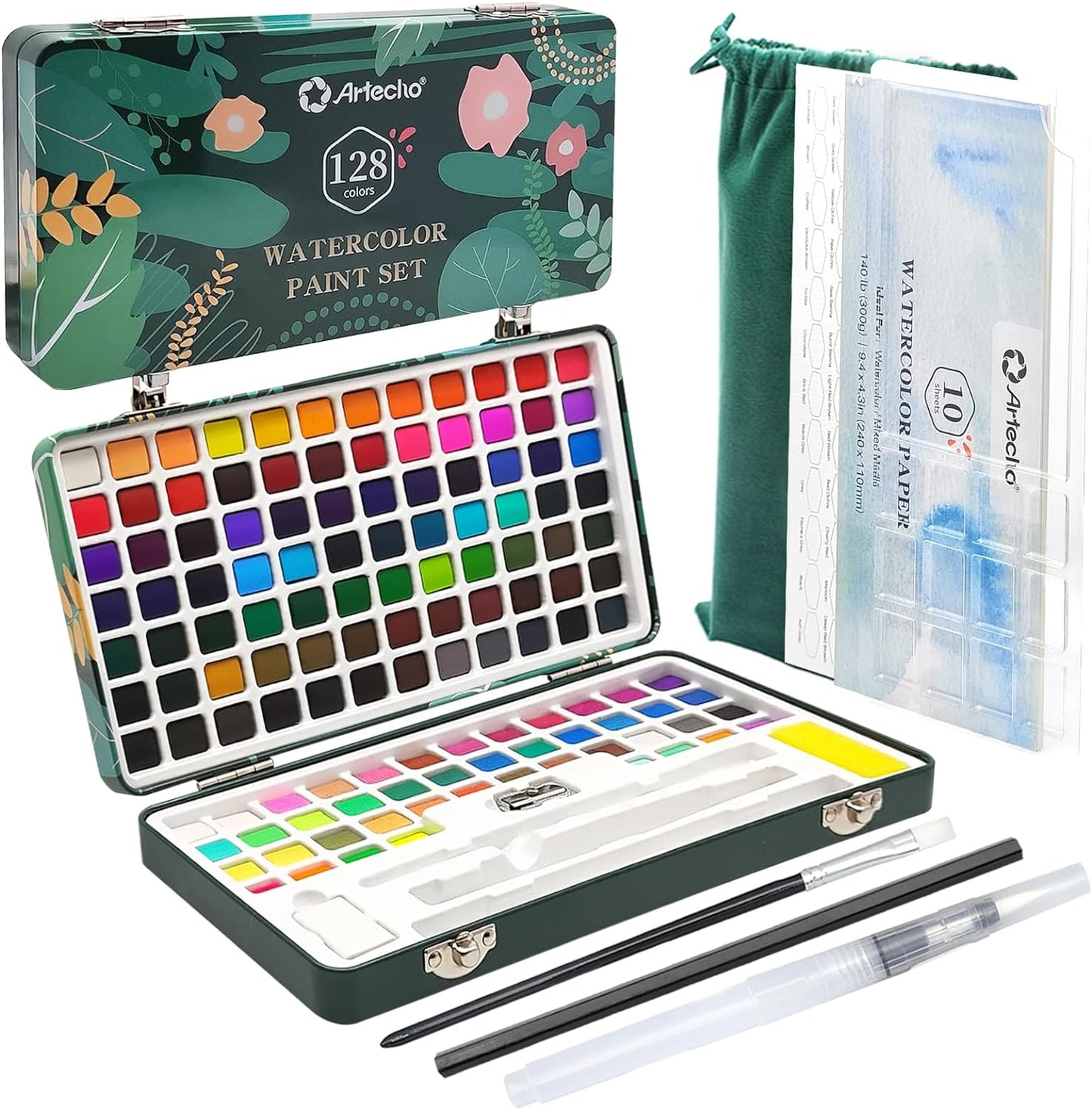 Watercolor Paint Set 50 Colors, Travel Watercolor Set with Watercolor Papers and Brushes, Ideal for Amateur Hobbyists, Painting Lovers and Artists