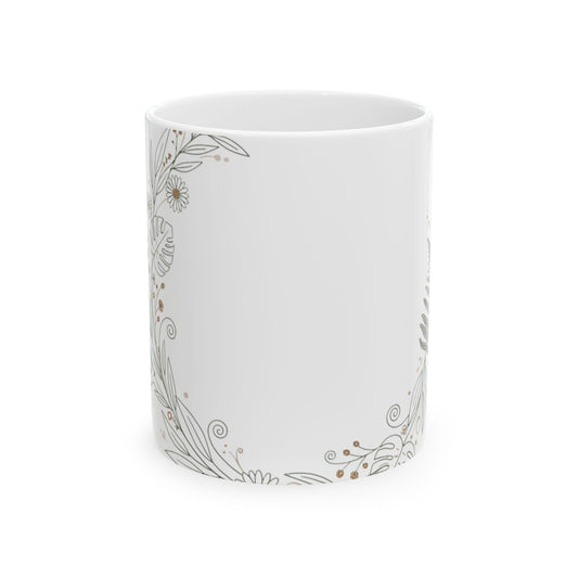 11oz Ceramic Mug, Botanical Crescent, Family Gift, Friend Gift