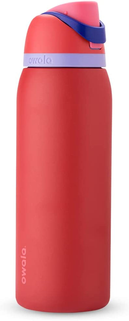 Freesip Insulated Stainless Steel Water Bottle with Straw for Sports and Travel, Bpa-Free, 24-Oz, Orchid/Orange (Tropical)