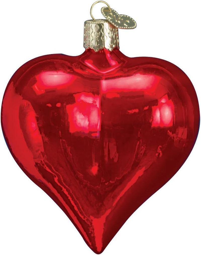 Ornaments Large Shiny Red Heart Glass Blown Ornaments for Christmas Tree