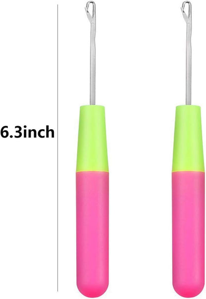 2Pcs Latch Hook Tool, Latch Hook Crochet Needle for Micro Braids, Hair Extension, Feather and Carpet