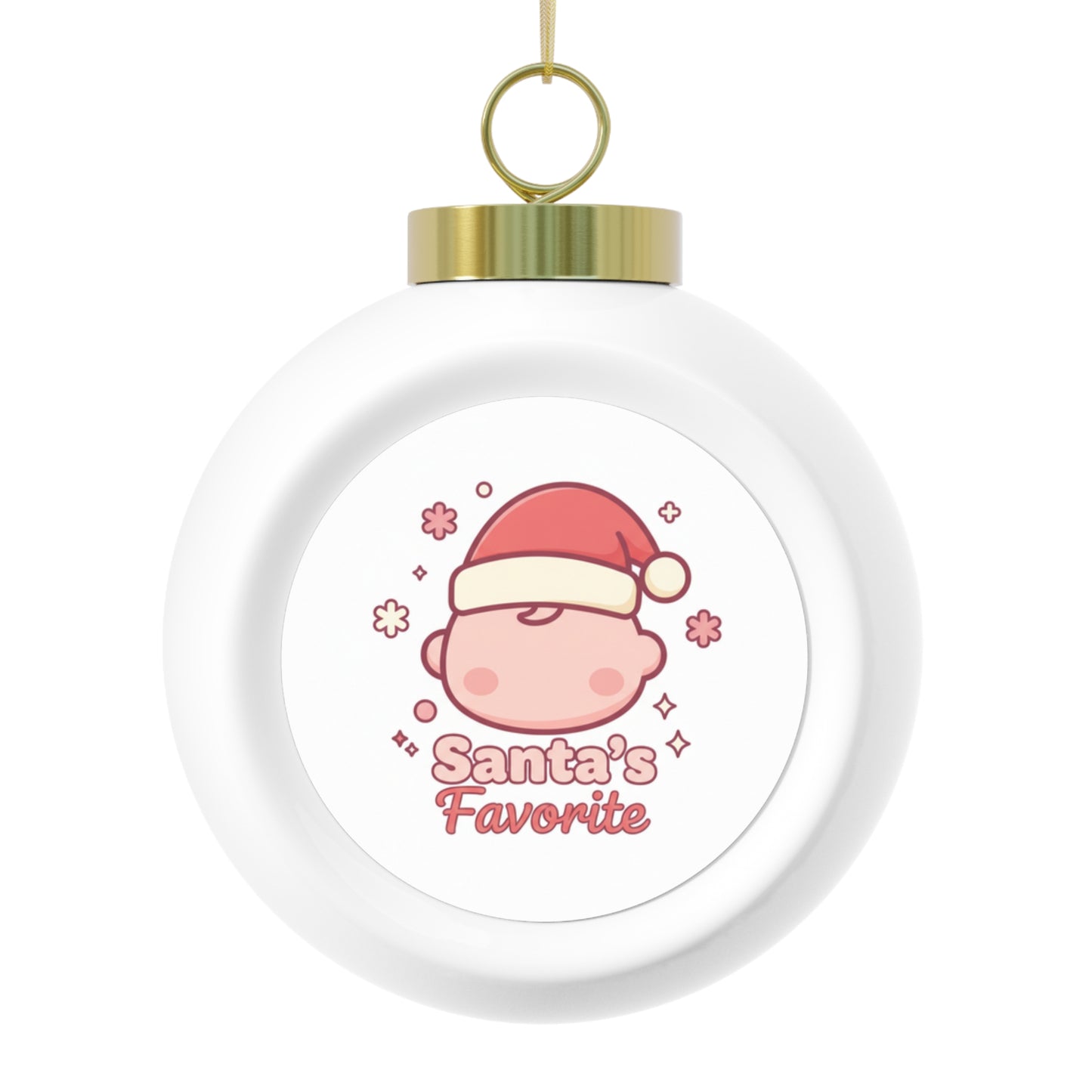 Christmas Ball Ornament - Santa's Favorite (Glossy Ceramic, Gold Ribbon)