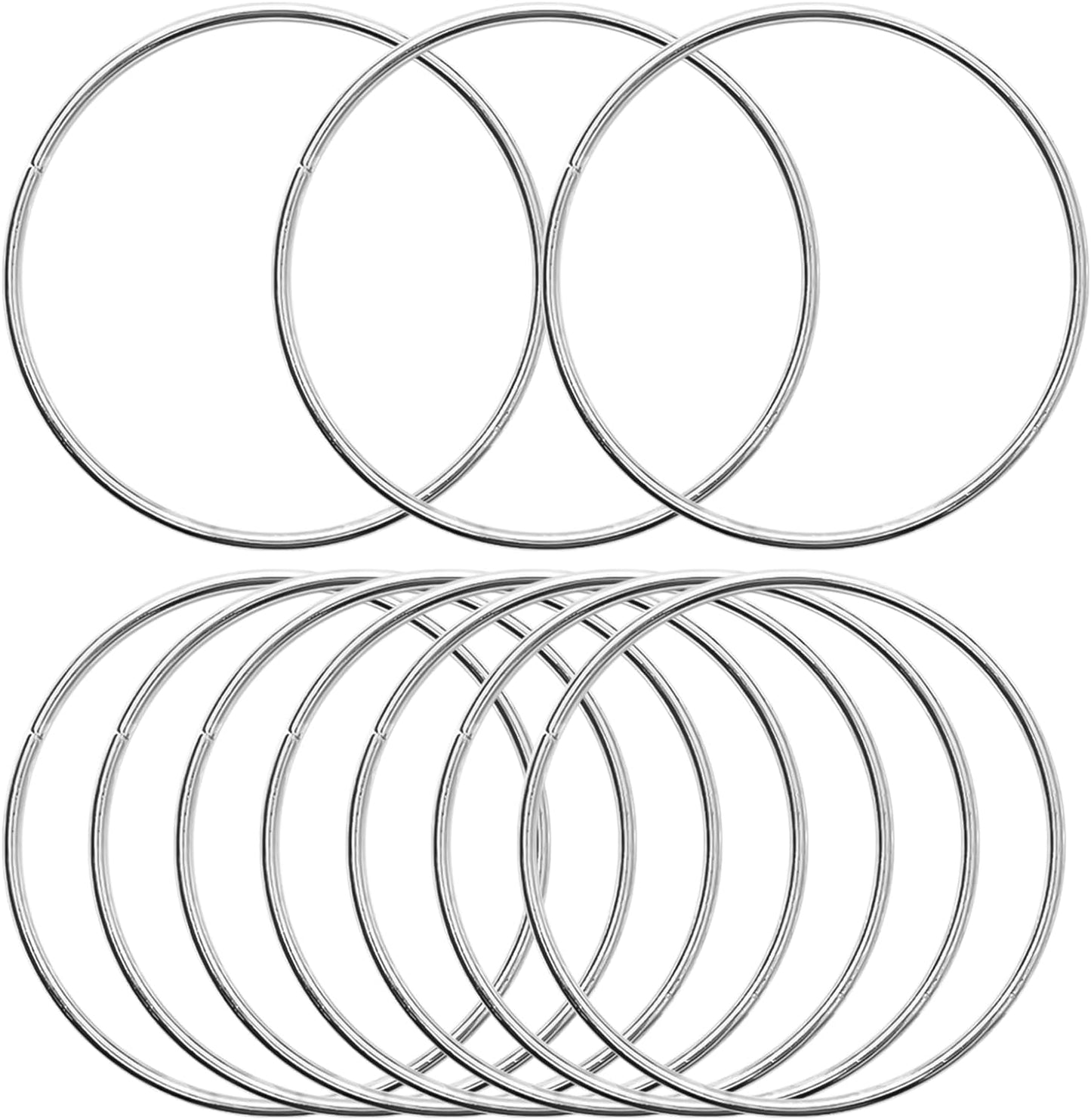 10 Pcs 6 Inch Metal Rings for Craft Silver Hoops Floral Macrame Hoops Rings for DIY Crafts Macrame Dream Catchers Supplies(Silver,6 Inch)