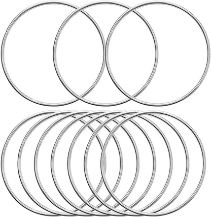 10 Pcs 6 Inch Metal Rings for Craft Silver Hoops Floral Macrame Hoops Rings for DIY Crafts Macrame Dream Catchers Supplies(Silver,6 Inch)