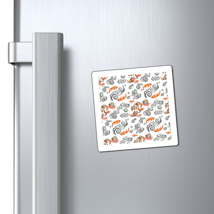 Fire Clouds Pattern | Lunar New Year 2026 Magnets for Fridge & Locker | Family & Teacher Gifts | Red Gold Paper-Cut Style