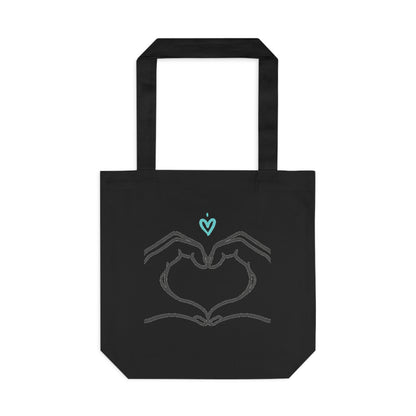 Line Art Heart Hands | Cotton Tote Bag for Everyday + DTG Print | Valentine, Galentine & Couple Gift | Minimalist Y2K Aesthetic
