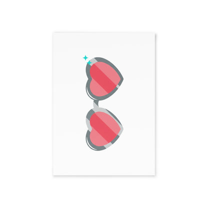 Heart-Shaped Sunglasses (Pink Gradient) | Valentine Holiday Card & Postcard | Galentine’s, Lover & Friend Gift | Y2K Aesthetic