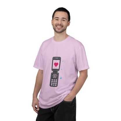 Y2K Flip Phone Heart Screen | Garment-Dyed Unisex Tee, Soft Vintage Cotton | Valentine & Galentine Gift | Minimal Aesthetic
