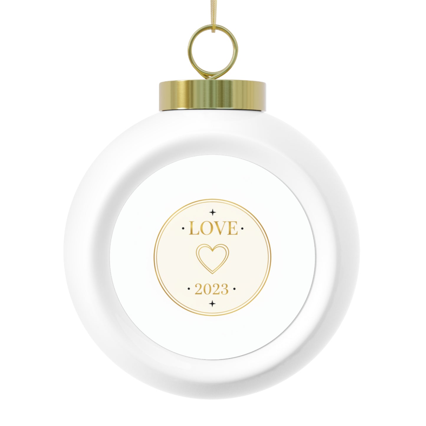 Christmas Ball Ornament - Love Design, 3-inch Glossy Ceramic