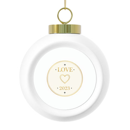 Christmas Ball Ornament - Love Design, 3-inch Glossy Ceramic