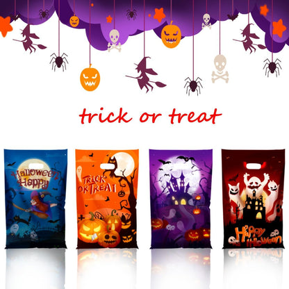 6.5''X10.5'' Halloween Cellophane Treat Bags with Handle, Halloween Trick or Treat 50 Pack Goodie Bags Halloween Candy Goody Bags for Halloween Decorations Party