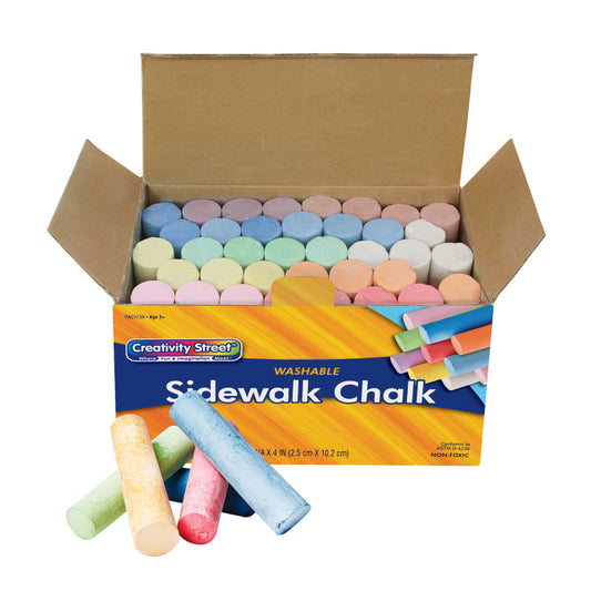 Sidewalk Chalk, Assorted Colors, 4", 36 Pieces