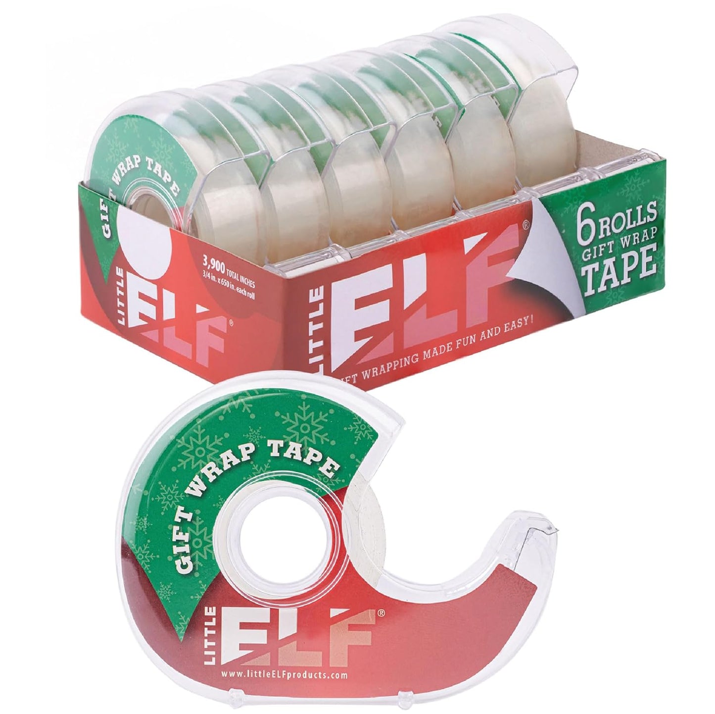 Tape, 6 Rolls, 3/4 X 650 Inches, Clear, Transparent Tape for Office, Wrapping Paper, Christmas