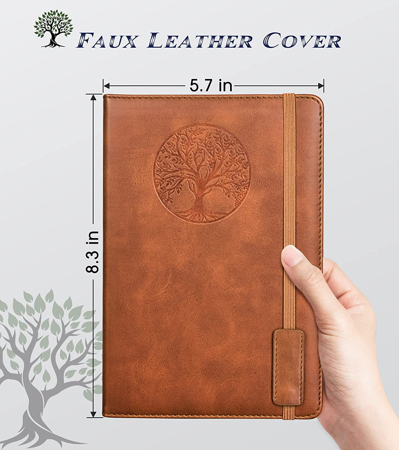 Lined Journal Notebook for Women Men,256 Pages A5 Hardcover Leather Journals for Writing,Travel,Business,Work & School,College Ruled Notebooks for Note Taking,Diary Notepad 5.7"×8.3"(Brown)