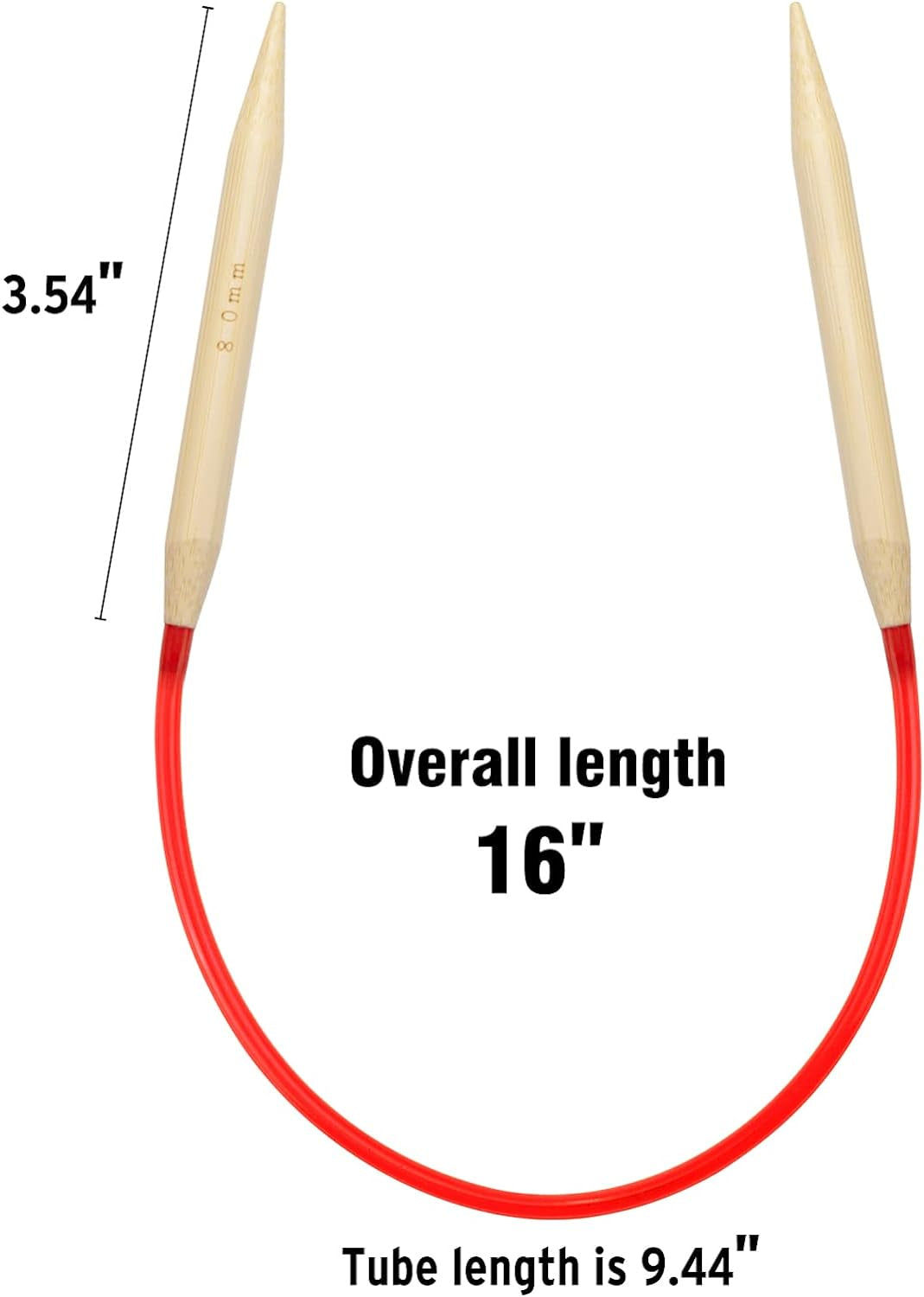 Bamboo Circular Knitting Needles 16 Inch for Beginners, 18 Pairs Wooden round Knitting Needles for Yarn with Colored Plastic Tube, 18 Sizes US 0-15 (2-10Mm), Double Pointed Flexible Knitting Needles