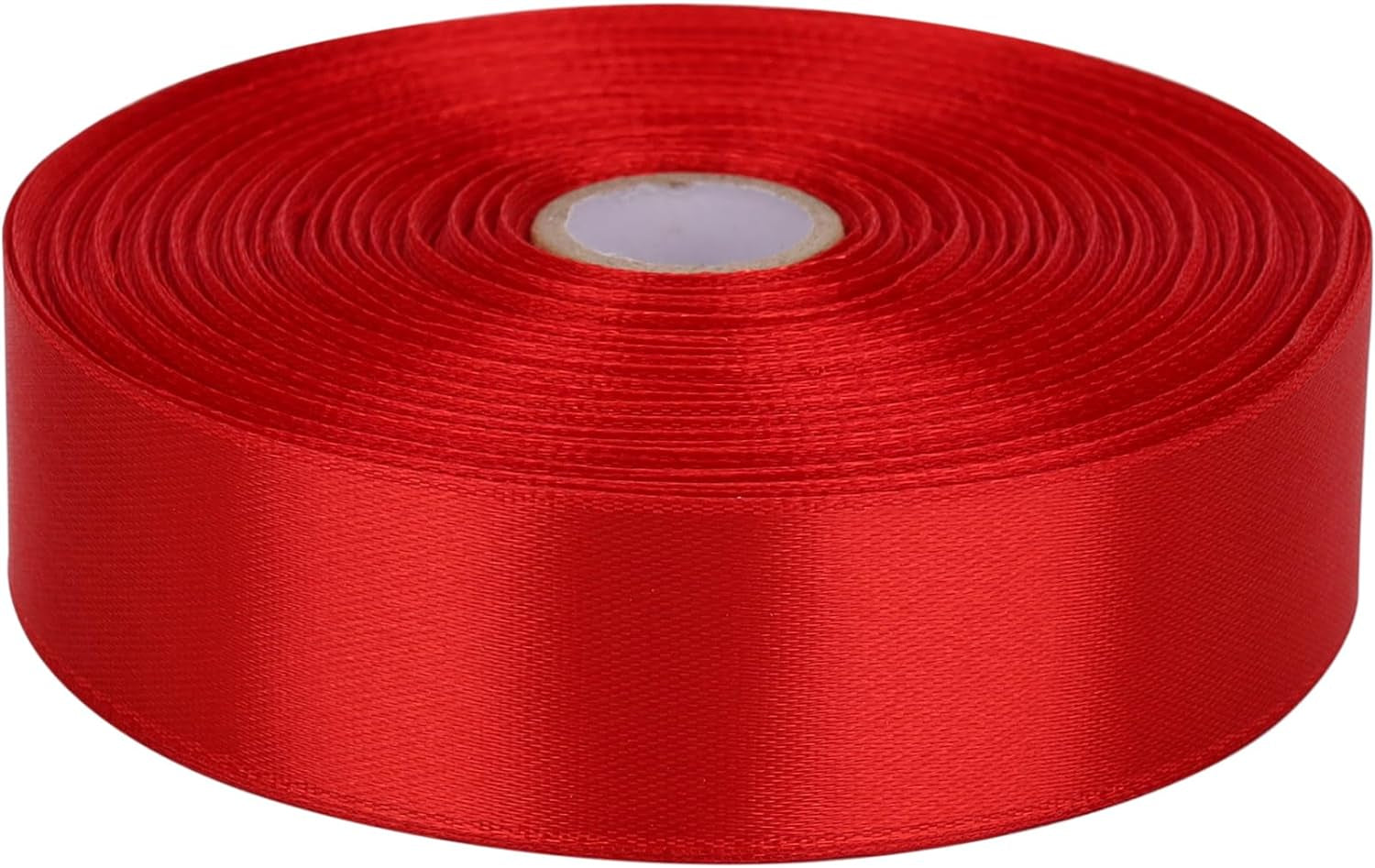 1 Inch Red Satin Ribbon 50 Yards Solid Fabric Ribbons Roll for Wedding Invitations, Bridal Bouquets, Sewing, Party Decorations, Gift Wrapping and More