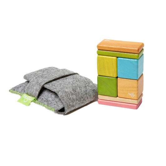 Magnetic Wooden Blocks, Tints, 8-Piece Pocket Pouch