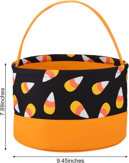 Halloween Trick or Treat Bags Halloween Candy Buckets Tote Bags Orange Black with Candy Corn Halloween Party Favor Bags for Halloween Supplies