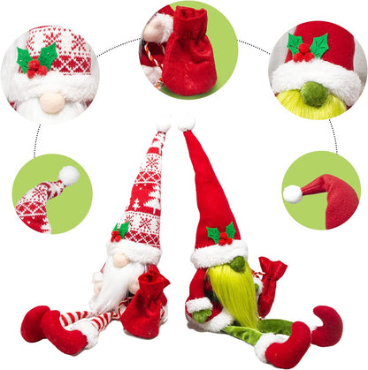 Christmas Decor, Christmas Gnomes Plush 2PCS Christmas Decorations for Home Holiday Party Gifts Christmas Elf Santa Gnome Ornaments Christmas Tiered Tray Decor