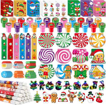 Christmas School Stationery Set Party Favors Xmas Classroom Gift Prizes Bulk for Students Kids Holiday Stockings Pinata Filler Christmas School Goodie Bag Stuffers Decor（12Set Gingerbread）