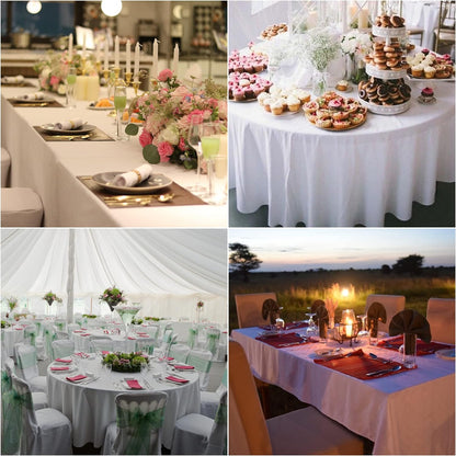 2 Pack Waterproof Rectangle Tablecloth, 60X84 Inch, Stain Resistant and Wrinkle Polyester Table Cloth, Fabric Table Cover for Kitchen Dining, Wedding, Party, Holiday Dinner-White