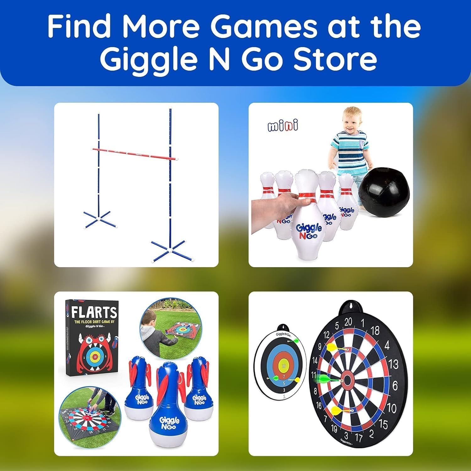 Yard Games for Adults and Kids - Outdoor Polish Horseshoes Game Set for Backyard and Lawn with Frisbee, Bottle Stands, Poles and Storage Bag﻿, Easter Basket Stuffers Gifts for Kids.