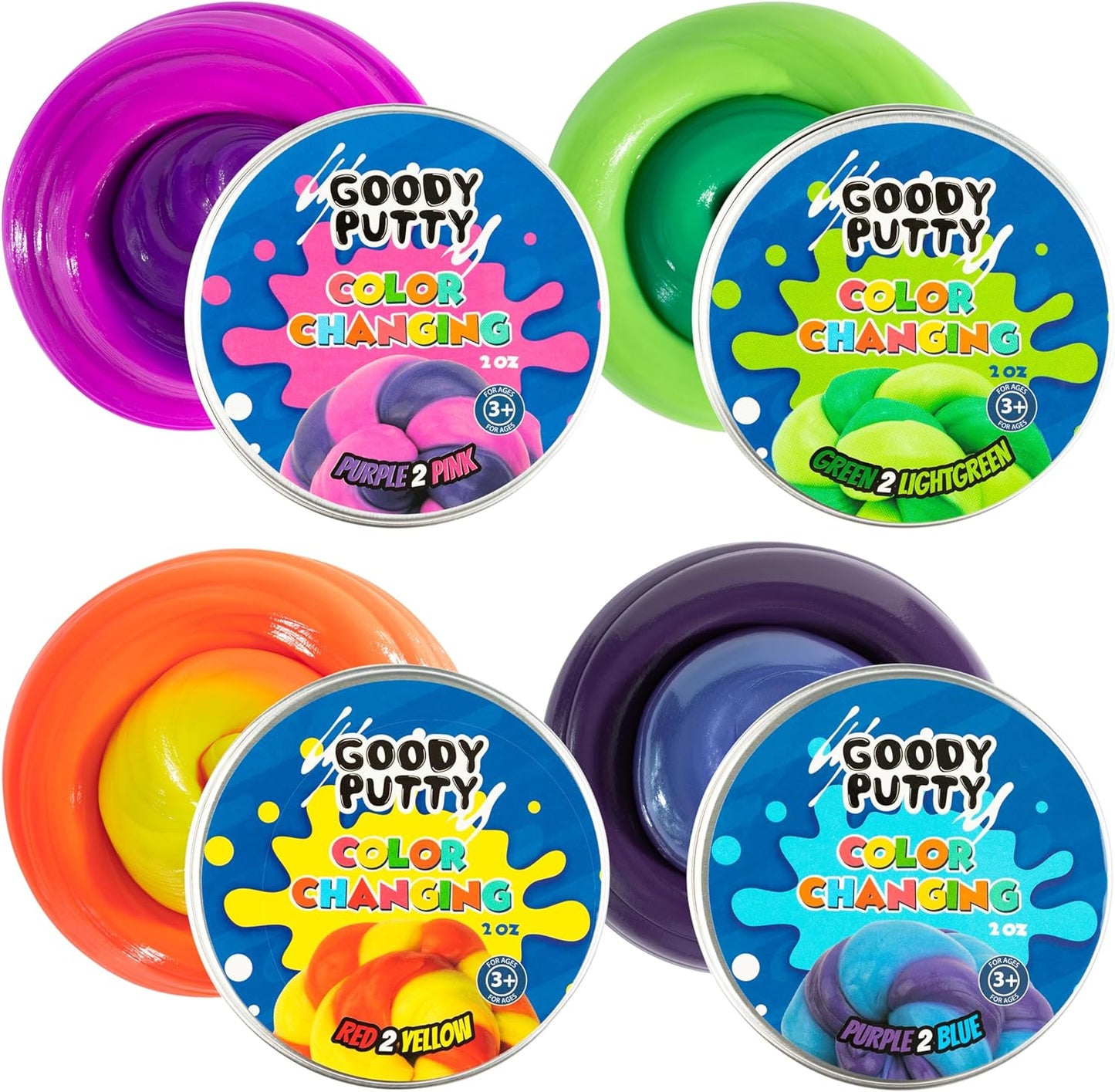 Heat Sensitive Color Changing 4 Pack Great Slime Toy for Kids Stress Relief and Kids Therapy and Great ADHD Fidget Toy Pack of Putty That Changes Colors