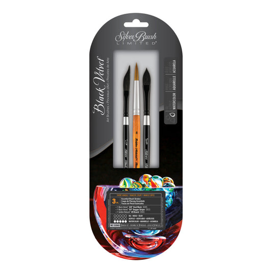 Black Velvet® 3-Piece Essential Strokes W/C Brush Set