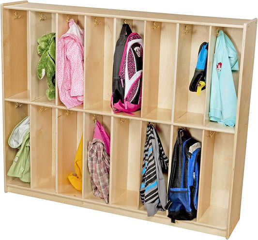 16-Section Classroom Coat Locker & Backpack Hanger, Daycare Cubby Coat Rack, Cubicle Coat Hanger for Office, School, Kindergarten, Montessorri