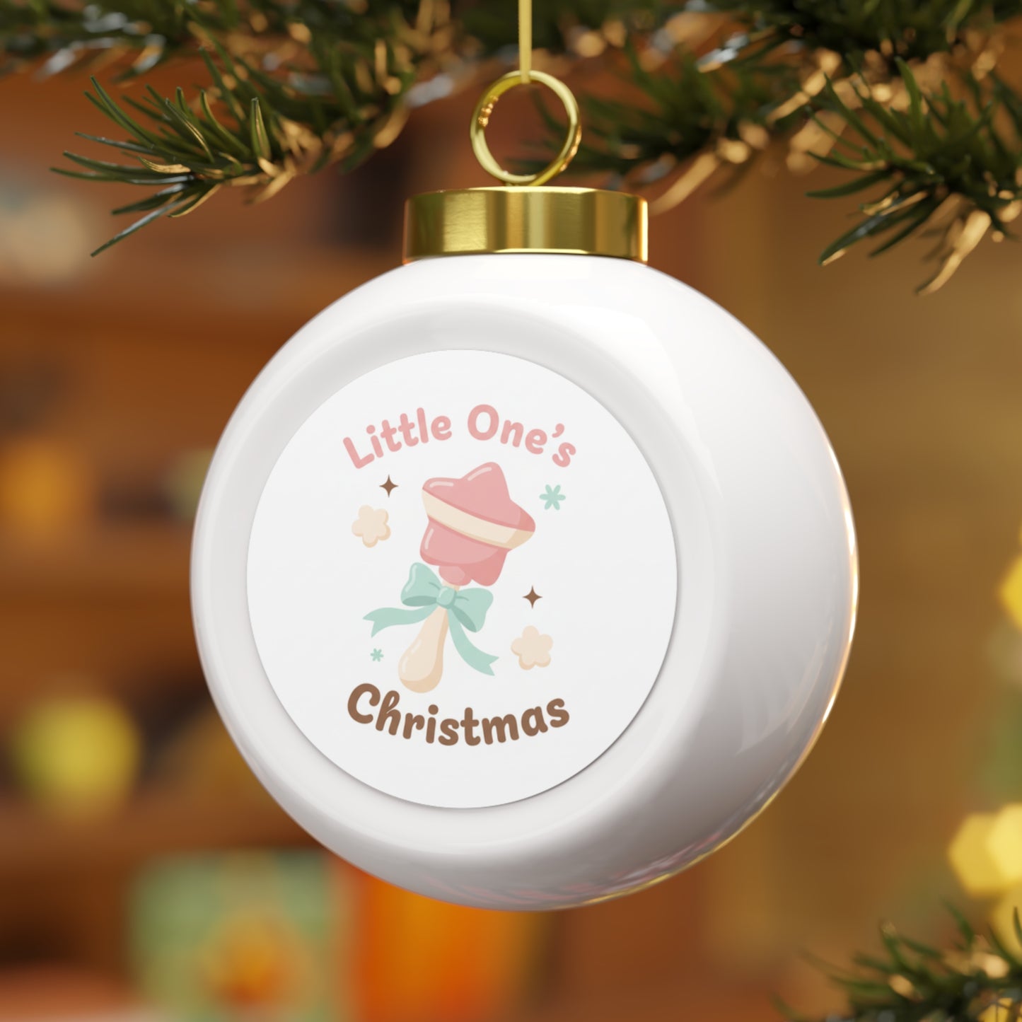 Christmas Ball Ornament Little One's Christmas — Vintage Ceramic
