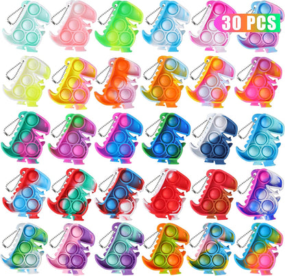 Dinosaur Party Favors Pop Fidget Toys Bulk Its 30PCS Dino Party Favors for Kids 4-8 Supplies Mini Pop Keychain It Fidget Toy Packs Fidgets for Classroom Prizes Birthday Decorations Goodie Bag Stuffers