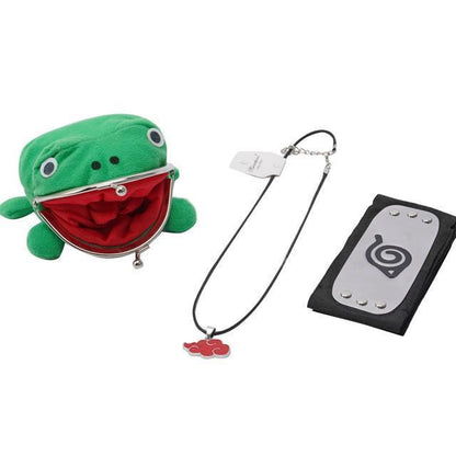 Naruto Akatsuki Green Frog Wallet with Hidden Leafe Village Headband and