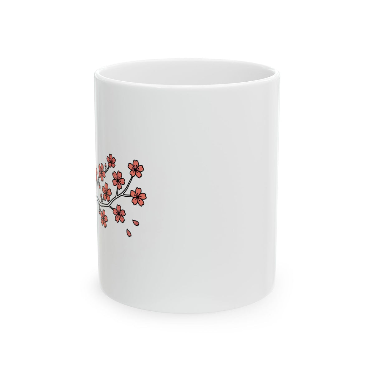 Cherry Blossom Branch Ink Wash | 11oz Ceramic Coffee Mug, Sublimation Print | Family & Friend Gift | Chicken Scratch Irony