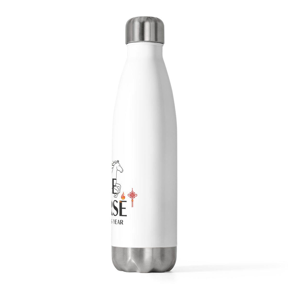 Fire Horse Lunar New Year 2026 Art | 20oz Insulated Stainless Steel Tumbler Bottle | CNY Gift for Family, Teachers, Friends | Red Gold Folk Style