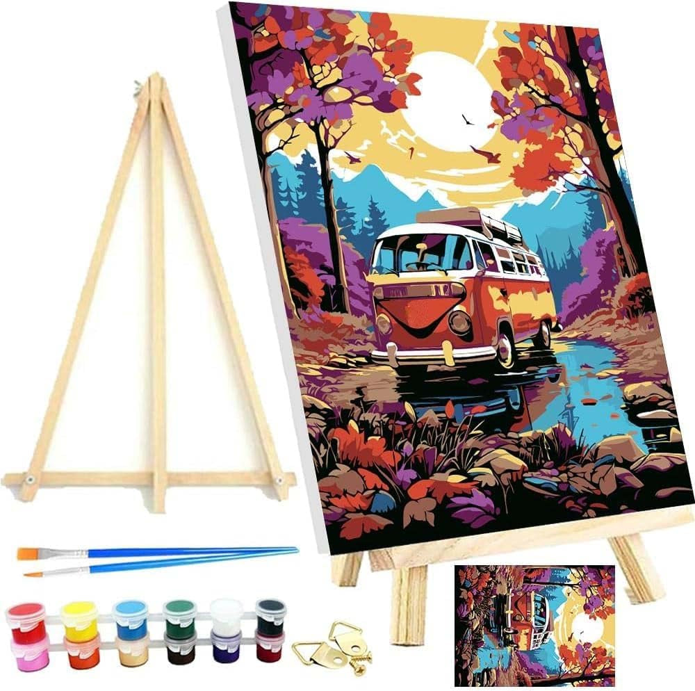 Framed and Easel Woman Flower Paint by Numbers Kit for Adults,Figure Easy Paint by Numbers Kit for Beginner Home Table and Gift for Wall Decor 7.8X11.8Inch