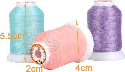 16 Colors Luminary Glow in the Dark Embroidery Machine Thread Kit 30WT 500M(550Y) Each Spool for Embroidery, Quilting, Sewing