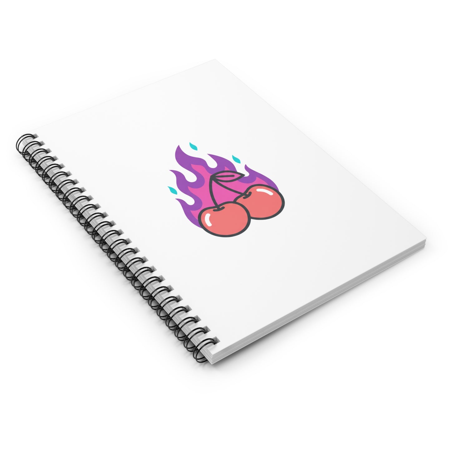Cherry Pair Flames | Spiral Journal Notebook for Notes & Doodles | Back to School, Valentine & Galentine Gift | Y2K Aesthetic