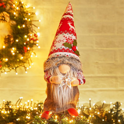 Gnome Christmas Tree Topper with 12Pcs Hanging Gnomes Ornaments,27.5 Inch Large Swedish Tomte Gnome Christmas Ornaments Santa Gnomes Plush Scandinavian Christmas Decorations Holiday Home Décor