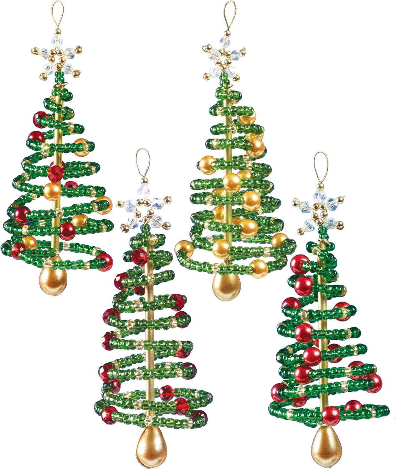 Beaded Ornament KIT, Christmas Tree Makes 4