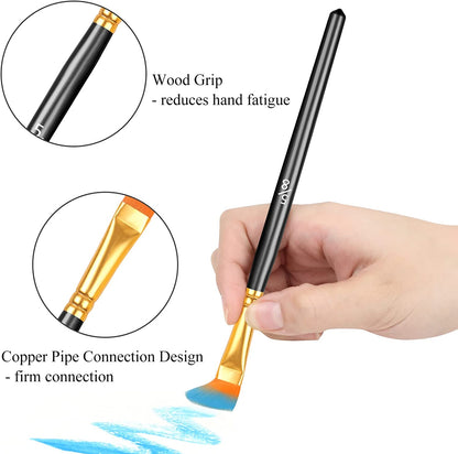 20 Pcs Paint Brush Set for Acrylic Painting, Watercolor, Miniature Detailing, and Rock Painting