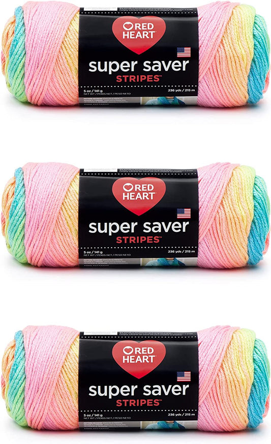 Super Saver Yarn, 3 Pack, Retro Stripe 3 Count