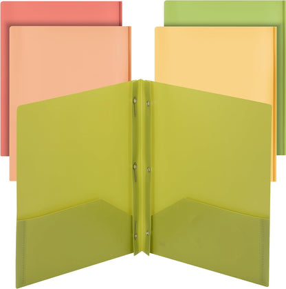 - Plastic Folders with Pockets and Prong, 5 Pack, Muted Pastel Colors, Pocket Folders, File Fasteners, 2 Folder, Two