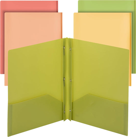 - Plastic Folders with Pockets and Prong, 5 Pack, Assorted Colors, Pocket Folders, Folders with Prongs, File Folders with Fasteners, 2 Pocket Folder, Folder with Pockets, Two Pocket Folder