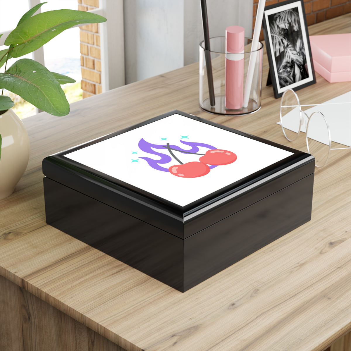 Cherry Pair Flames | Jewelry Box for Rings & Earrings | Valentine, Galentine’s & BFF Gift | Y2K Edgy-Cute Aesthetic