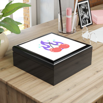 Cherry Pair Flames | Jewelry Box for Rings & Earrings | Valentine, Galentine’s & BFF Gift | Y2K Edgy-Cute Aesthetic