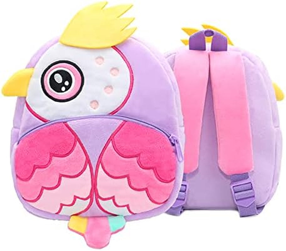 Toddler Backpack for Boys and Girls, Cute Soft Plush Animal Cartoon Mini Backpack Little for Kids 2-6 Years (Owl Purple)